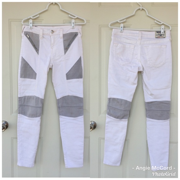 True Religion Denim - True Religion Moto Skinny Jean 29 white